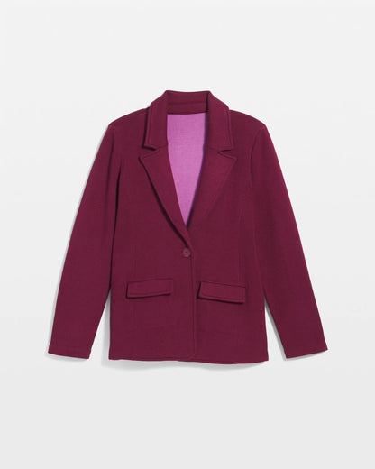 Chico's Single-Breasted Sweater Blazer Deep Chianti