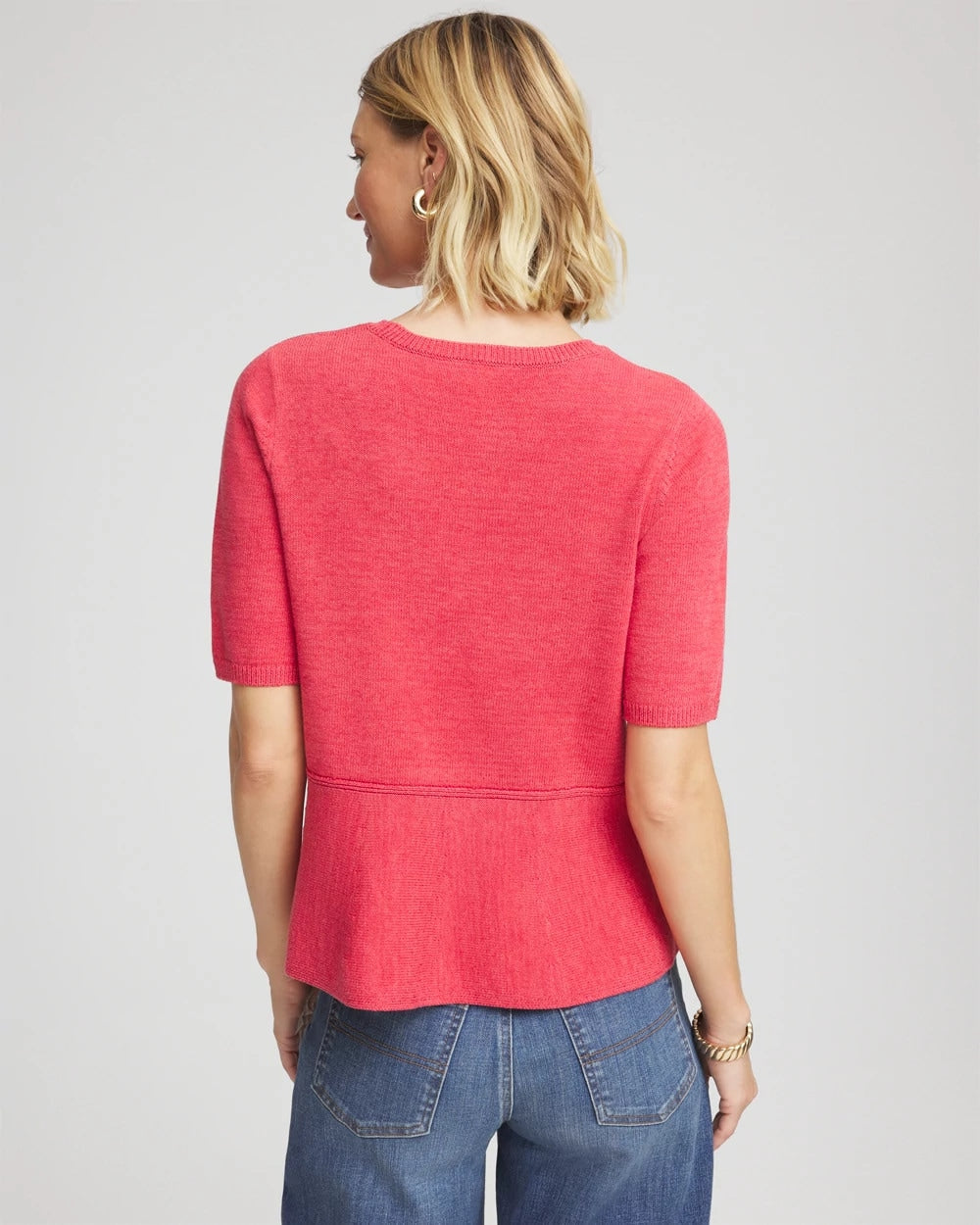 Chico's Pullover Peplum Sweater Folkloric Red