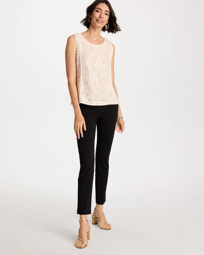 Chico's Crochet Sequin Tank Neutral