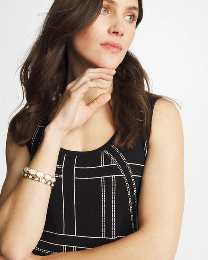 Chico's Ella Graphic Scoopneck Tank Black