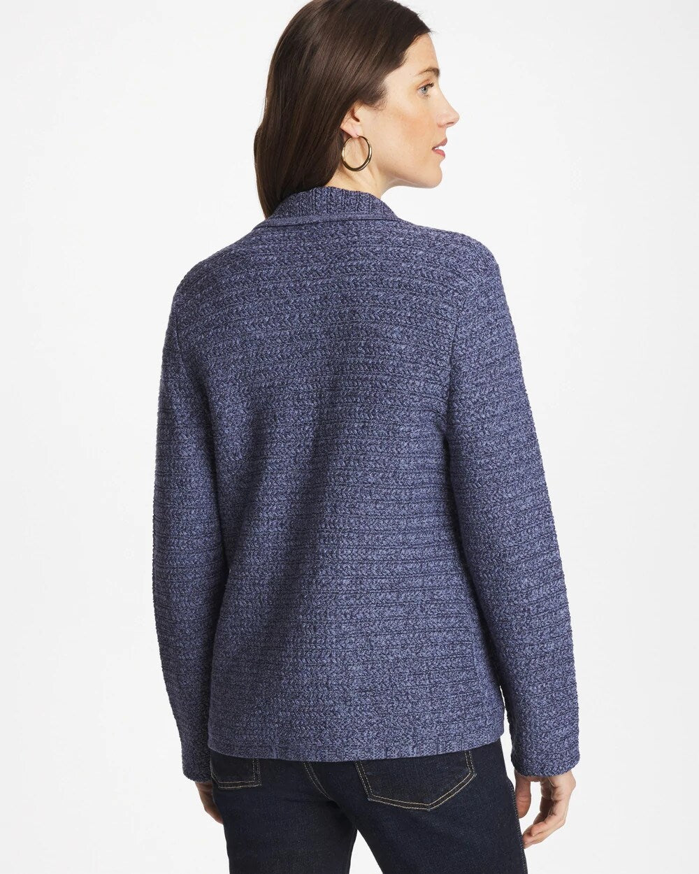 Chico's Denim Inspired Textured Cardigan Medium Denim