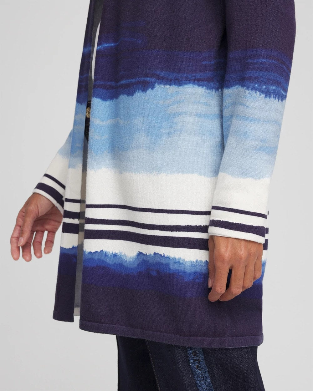 Chico's Stripe Ombre Duster Cardigan Passport Blue