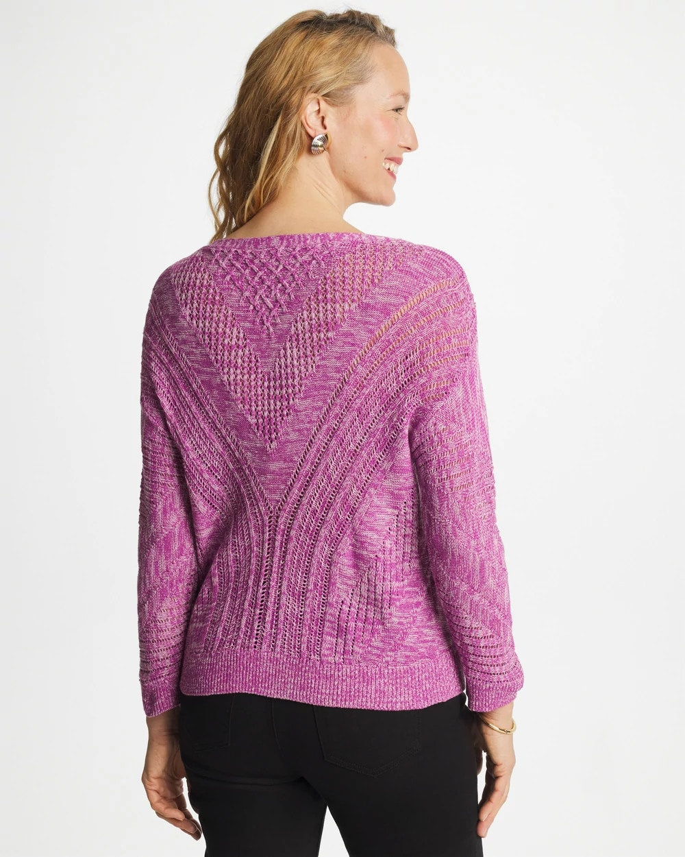 Chico's Relaxed Dolman Pullover Sweater Violet Shadow