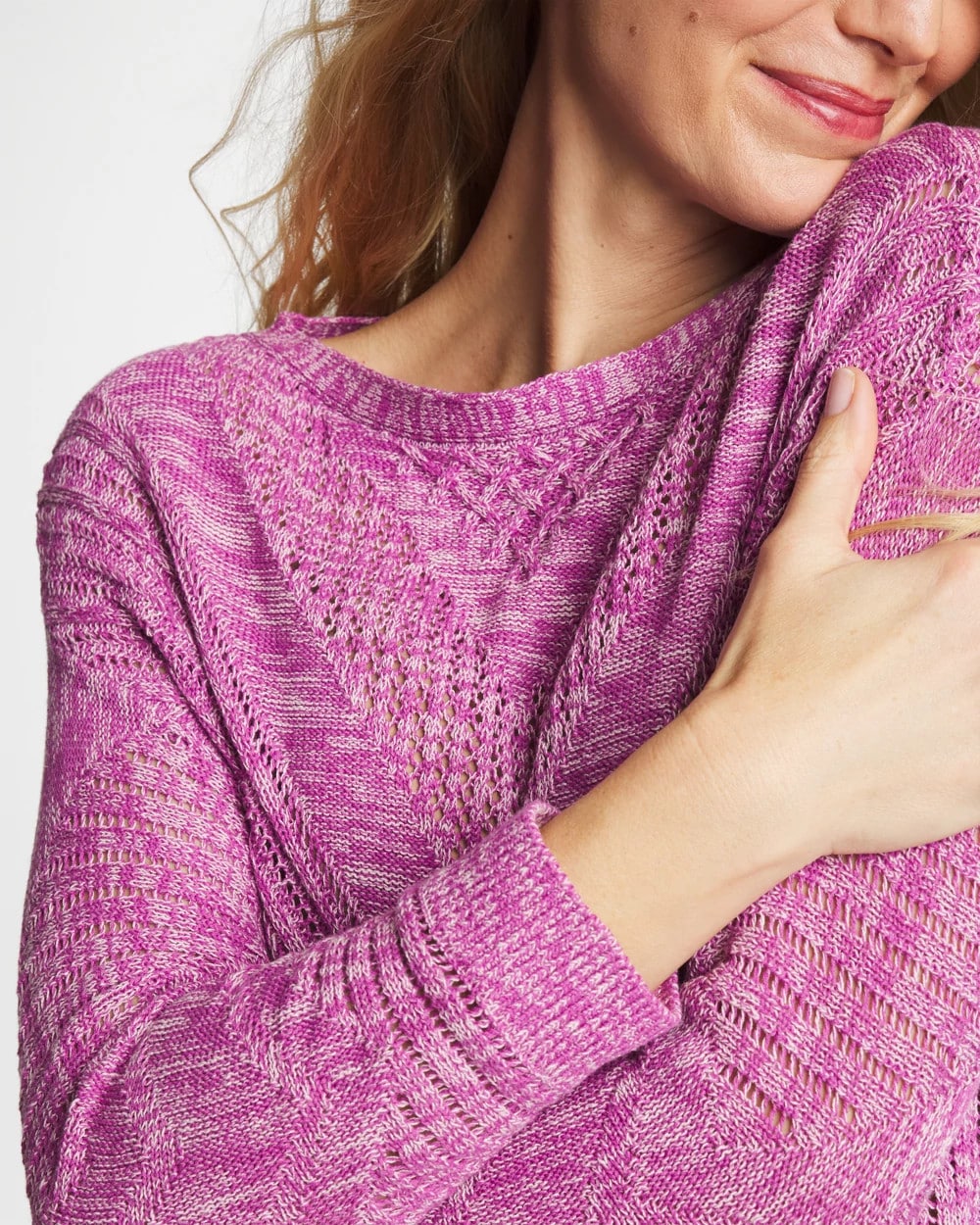 Chico's Relaxed Dolman Pullover Sweater Violet Shadow