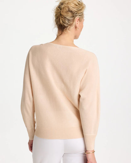 Chico's Embroidered 3/4 Sleeve Sweater Neutral