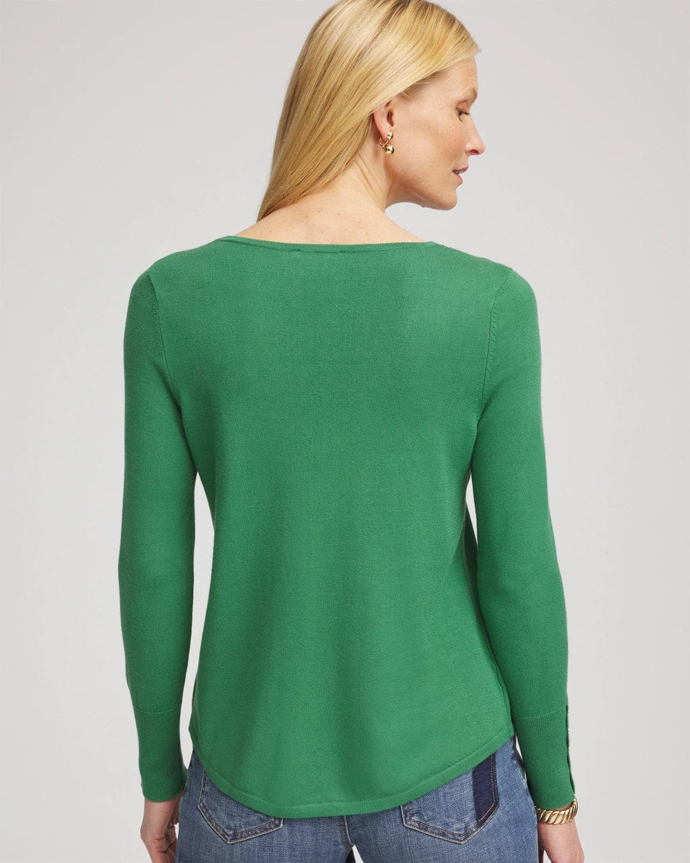 Chico's Ella V-Neck Pullover Sweater Jardin Green