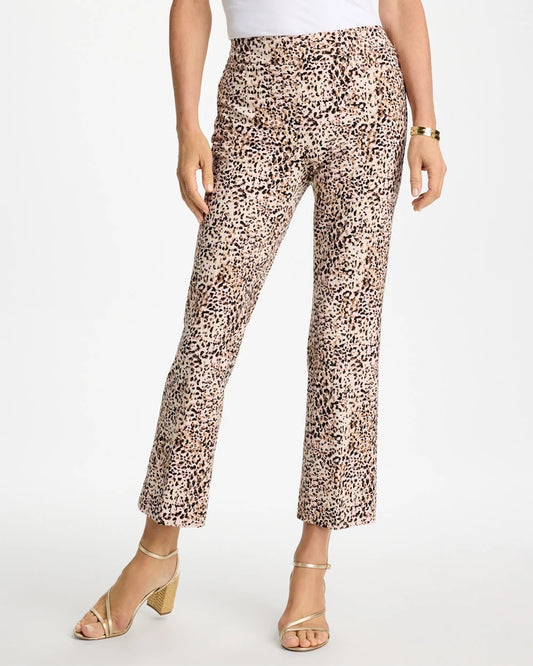 Chico's Brigitte™ Animal Print Crop Flare Pants Pale Sand