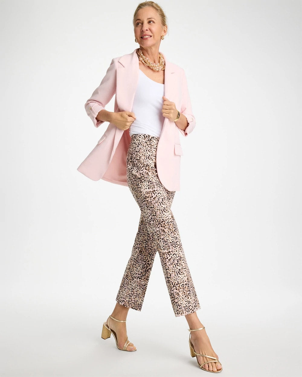 Chico's Brigitte™ Animal Print Crop Flare Pants Pale Sand