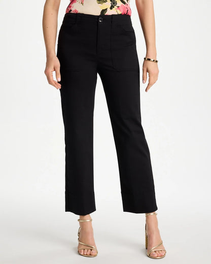 Chico's High Hem Straight Crop Pants Black