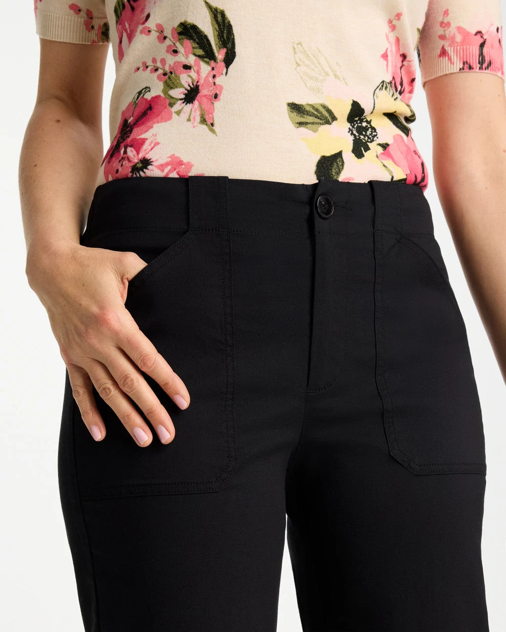 Chico's High Hem Straight Crop Pants Black