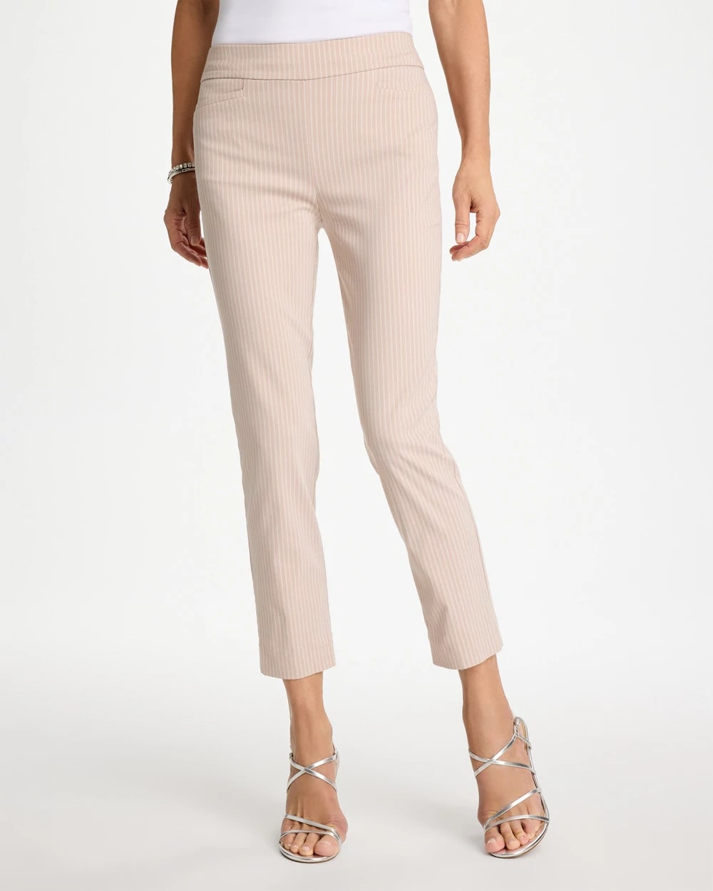 Chico's Brigitte™ Slim Twill Stripe Neutral Crop Neutral