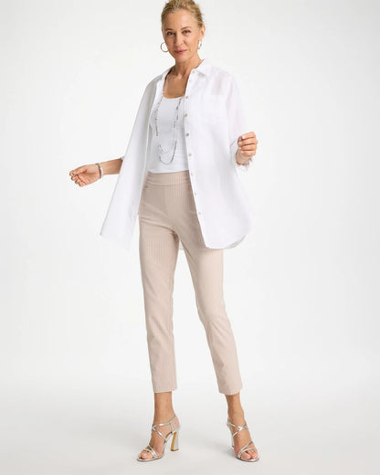 Chico's Brigitte™ Slim Twill Stripe Neutral Crop Neutral