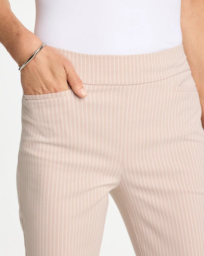 Chico's Brigitte™ Slim Twill Stripe Neutral Crop Neutral