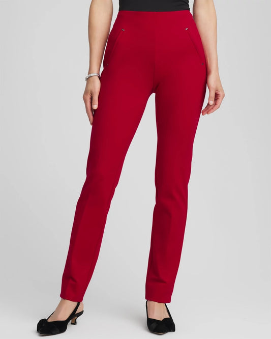 Chico's Juliet Slim Trim Detail Pants Carmine Red