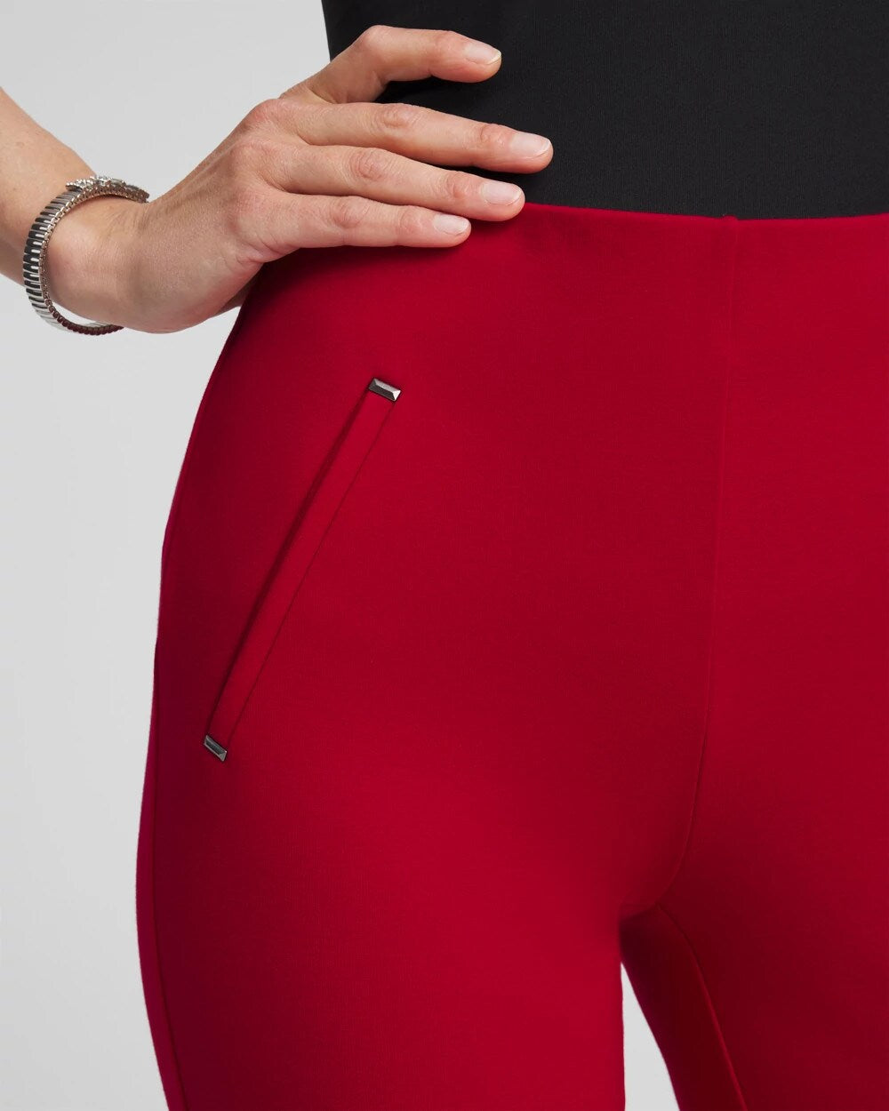Chico's Juliet Slim Trim Detail Pants Carmine Red