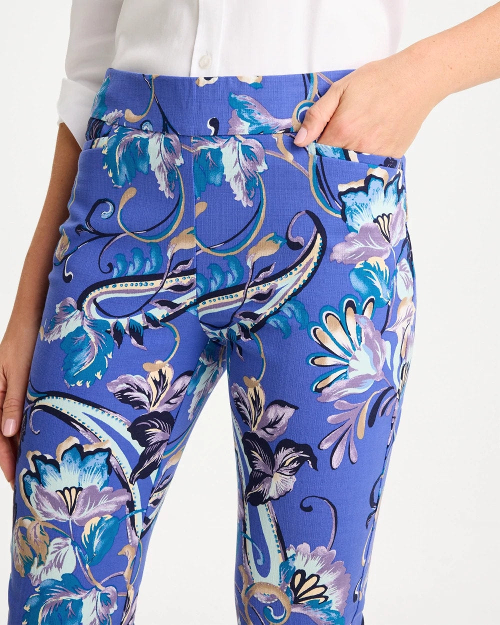 Chico's Brigitte™ Slim Mae Paisley Crop Pant Amparo Blue