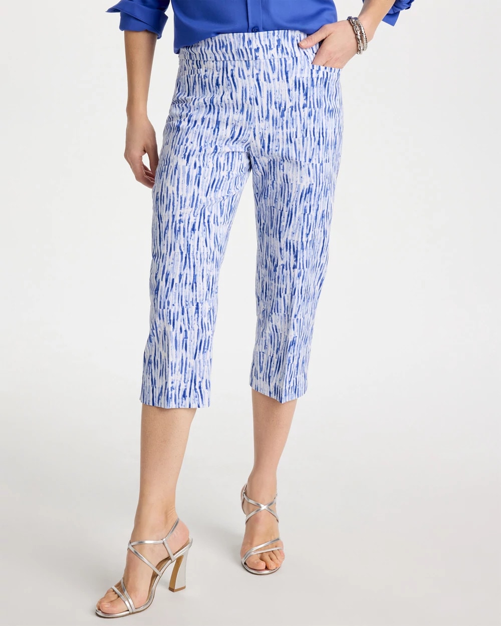 Chico's Brigitte™ Slim Infinite Lines Capri Pants Amparo Blue