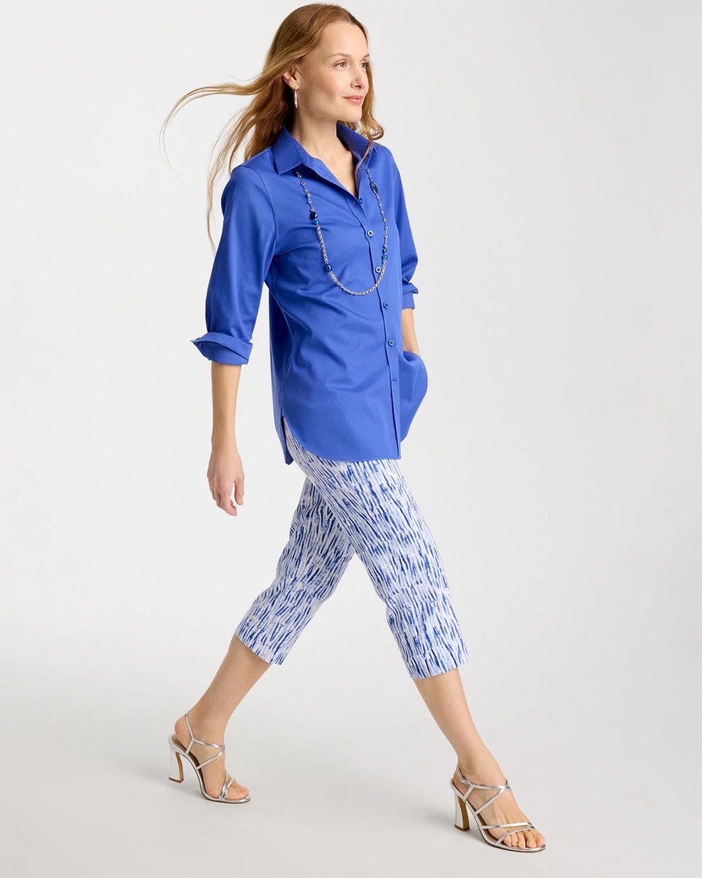 Chico's Brigitte™ Slim Infinite Lines Capri Pants Amparo Blue