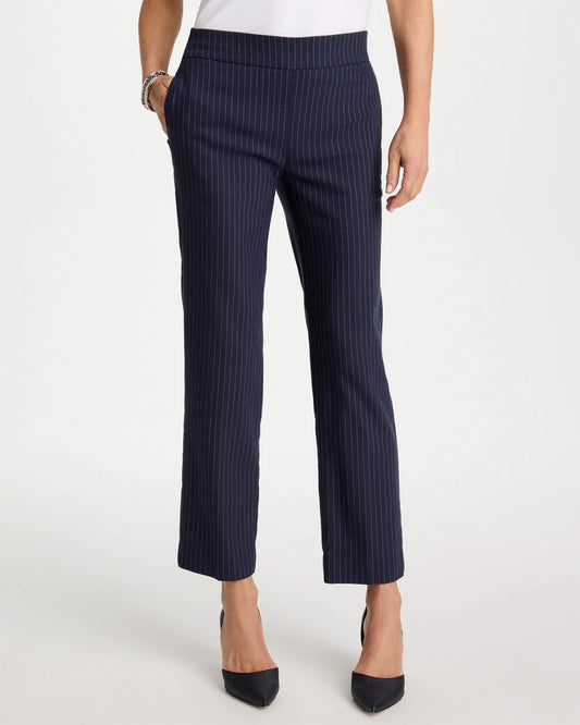 Chico's Brigitte™ Straight Pinstripe Cropped Pants Navy