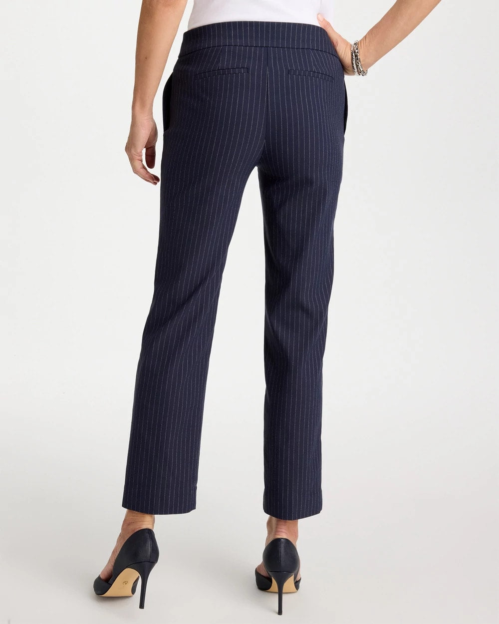 Chico's Brigitte™ Straight Pinstripe Cropped Pants Navy
