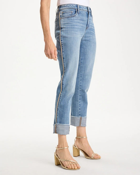 Chico's Girlfriend Roll Cuff Crop Jeans Allegro Indigo