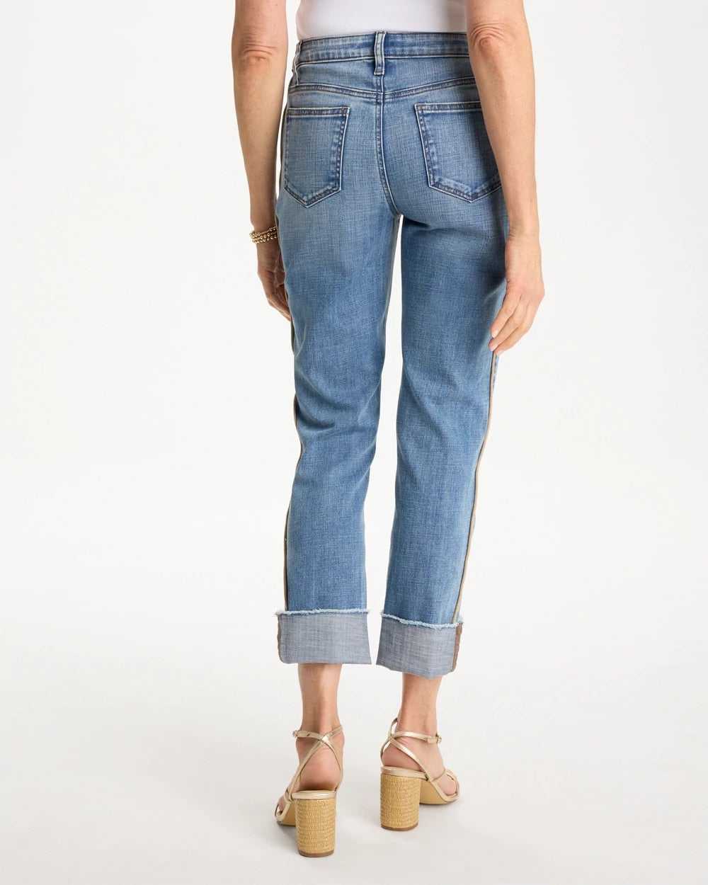 Chico's Girlfriend Roll Cuff Crop Jeans Allegro Indigo