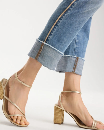 Chico's Girlfriend Roll Cuff Crop Jeans Allegro Indigo