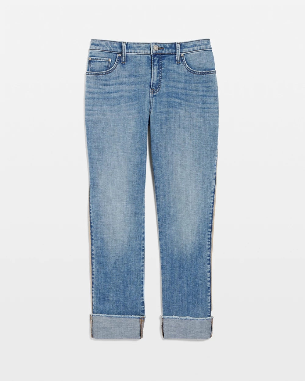 Chico's Girlfriend Roll Cuff Crop Jeans Allegro Indigo