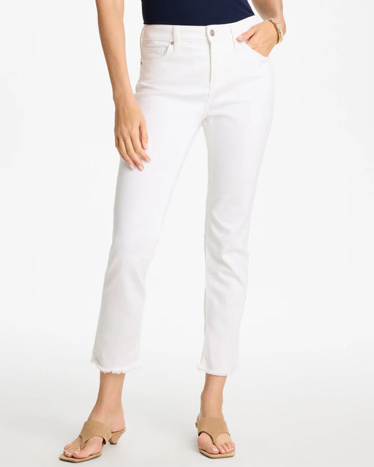 Chico's No-Stain Girlfriend Frayed Ankle Jeans Alabaster