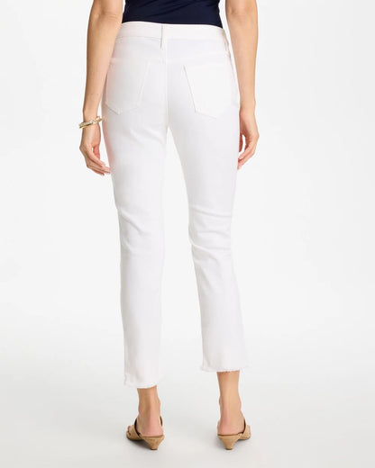 Chico's No-Stain Girlfriend Frayed Ankle Jeans Alabaster