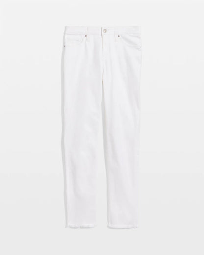 Chico's No-Stain Girlfriend Frayed Ankle Jeans Alabaster