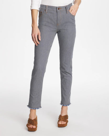 Chico's Pinnacle Stripe Girlfriend Ankle Jeans Denim