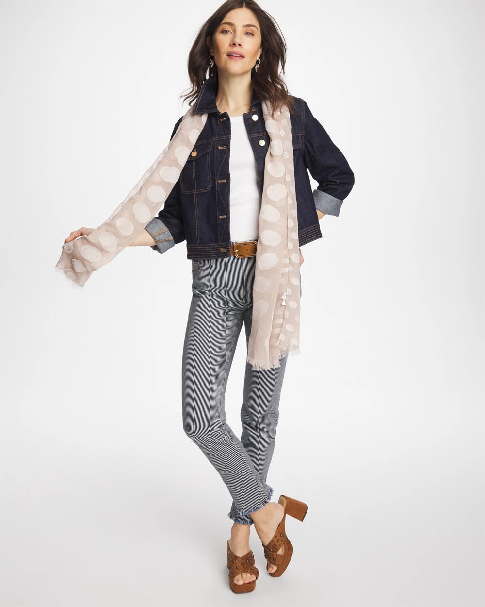 Chico's Pinnacle Stripe Girlfriend Ankle Jeans Denim