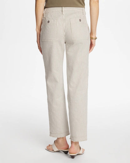 Chico's Stripe Girlfriend Straight Ankle Jeans Lichen