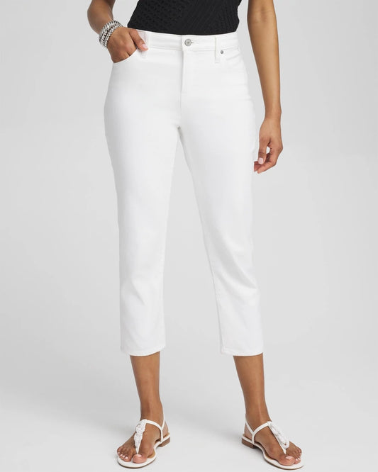 Chico's No Stain Girlfriend Cropped Jeans Alabaster