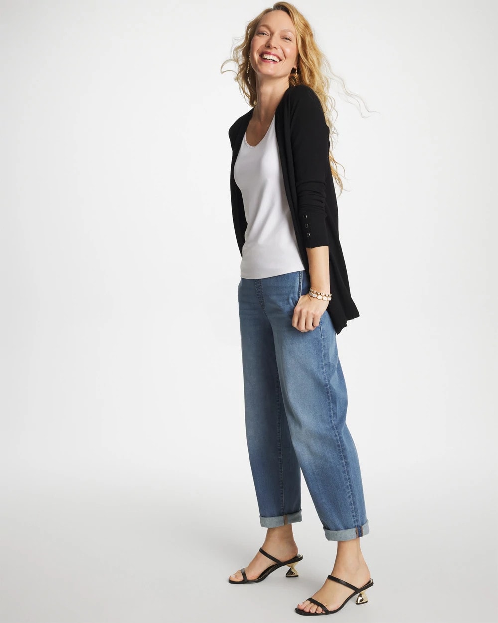 Chico's Pull-On Boyfriend Cropped Jeans Bailey Indigo