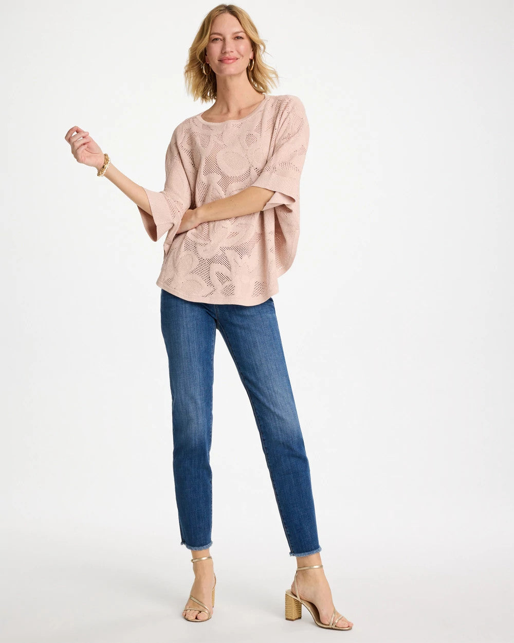 Chico's Girlfriend Slim Frayed Ankle Jeans Kailua Indigo