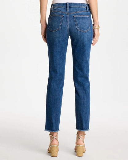Chico's Girlfriend Slim Frayed Ankle Jeans Kailua Indigo