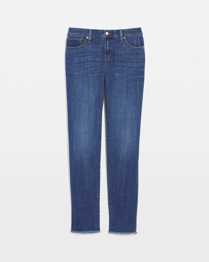 Chico's Girlfriend Slim Frayed Ankle Jeans Kailua Indigo