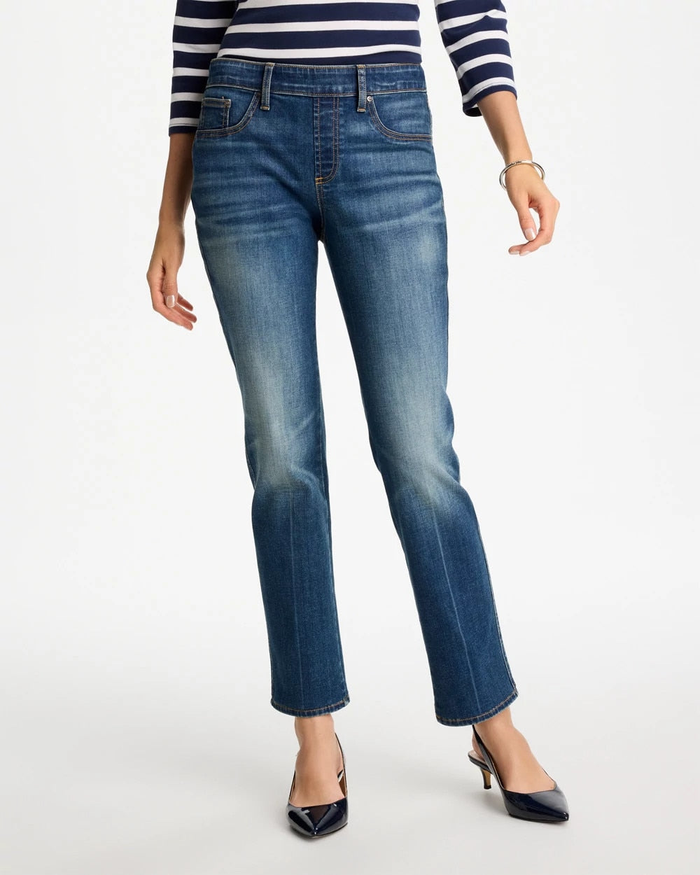 Chico's Pull-On Straight Jeans Santorini Indigo