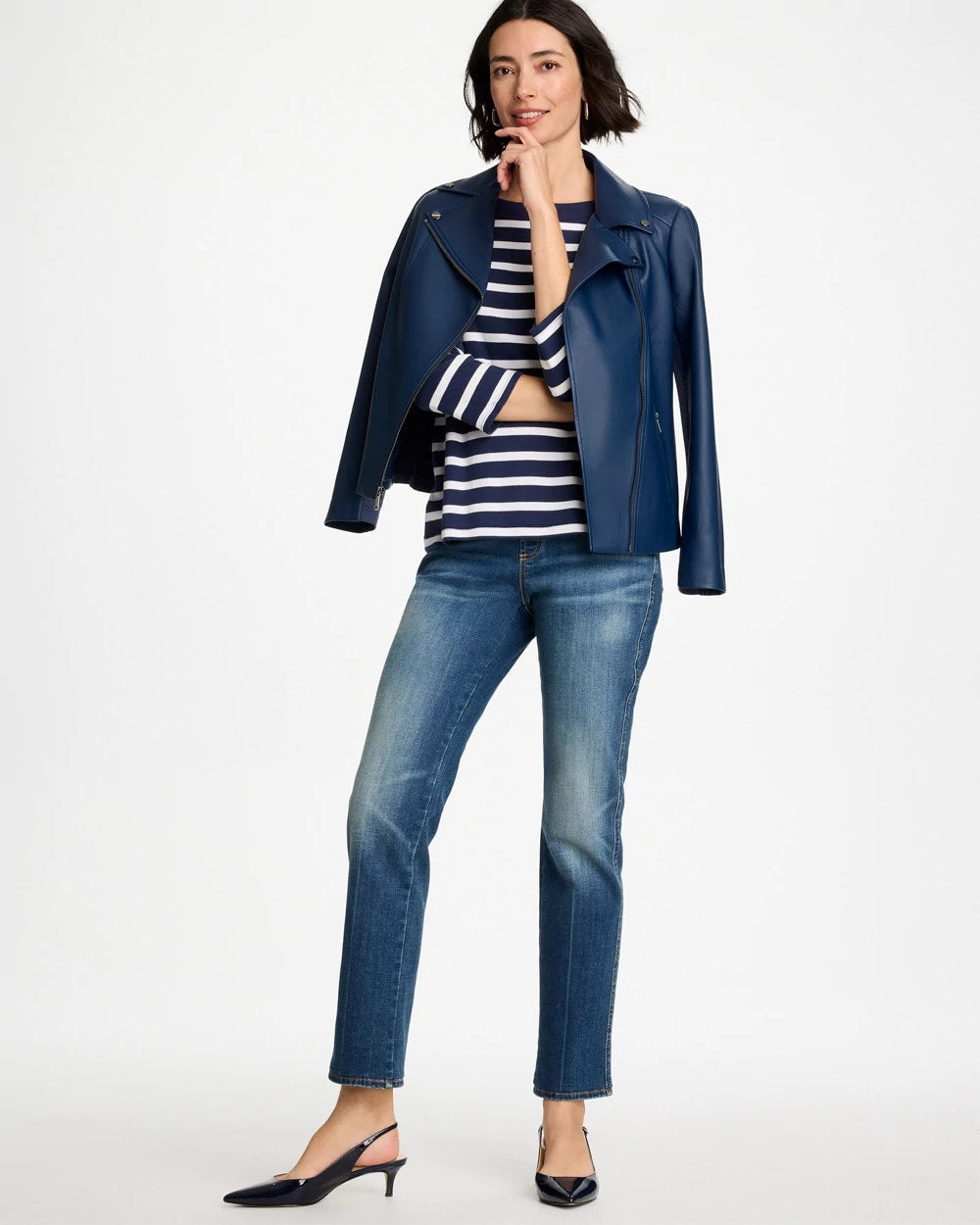 Chico's Pull-On Straight Jeans Santorini Indigo