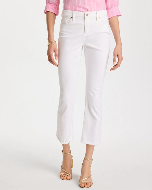 Chico's Petite No Stain Girlfriend Fray Hem Kick Flares Alabaster