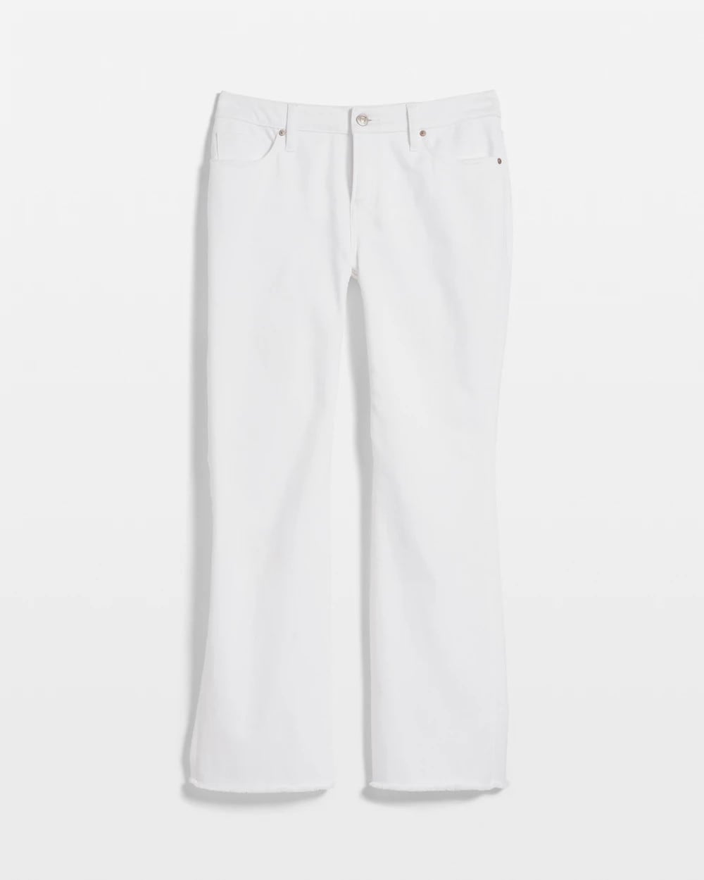 Chico's Petite No Stain Girlfriend Fray Hem Kick Flares Alabaster