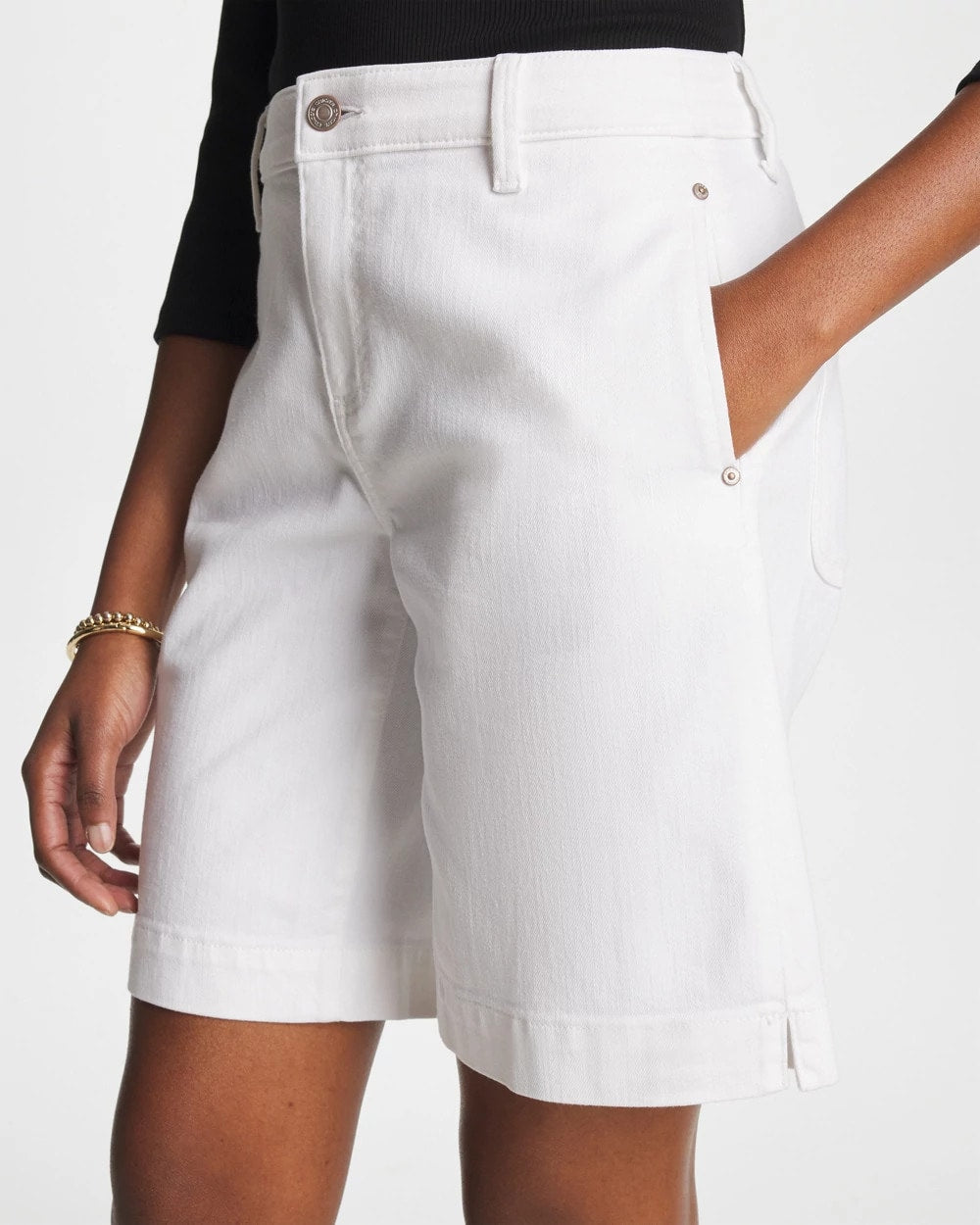 Chico's Denim Trouser Shorts Alabaster
