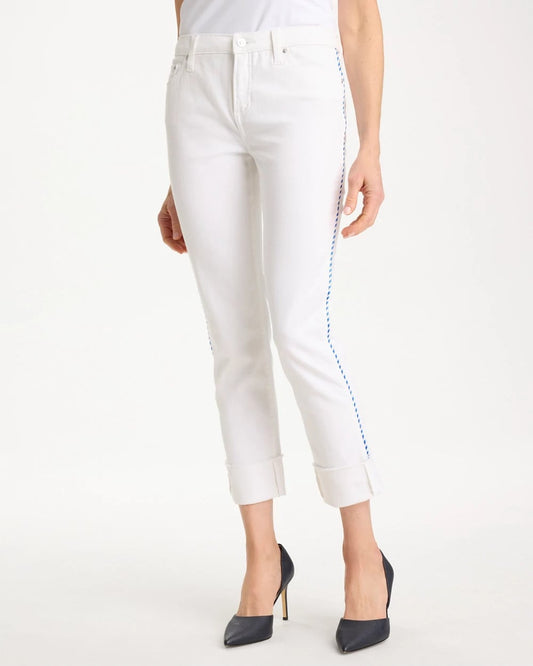 Chico's Girlfriend Roll Cuff Crop Jeans Alabaster