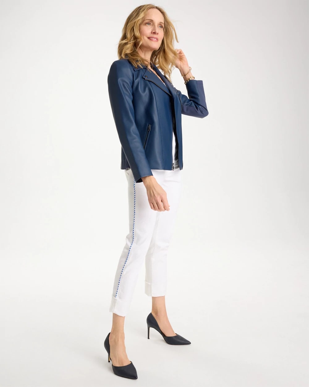 Chico's Girlfriend Roll Cuff Crop Jeans Alabaster