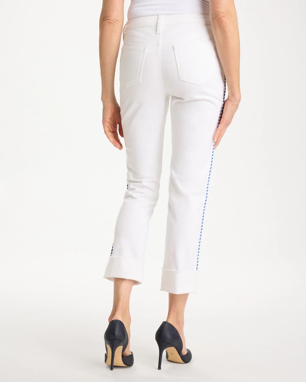 Chico's Girlfriend Roll Cuff Crop Jeans Alabaster