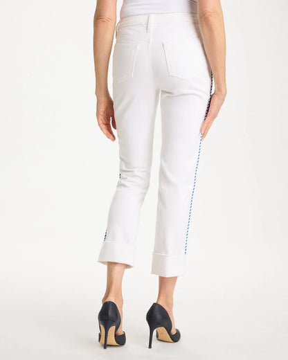 Chico's Girlfriend Roll Cuff Crop Jeans Alabaster