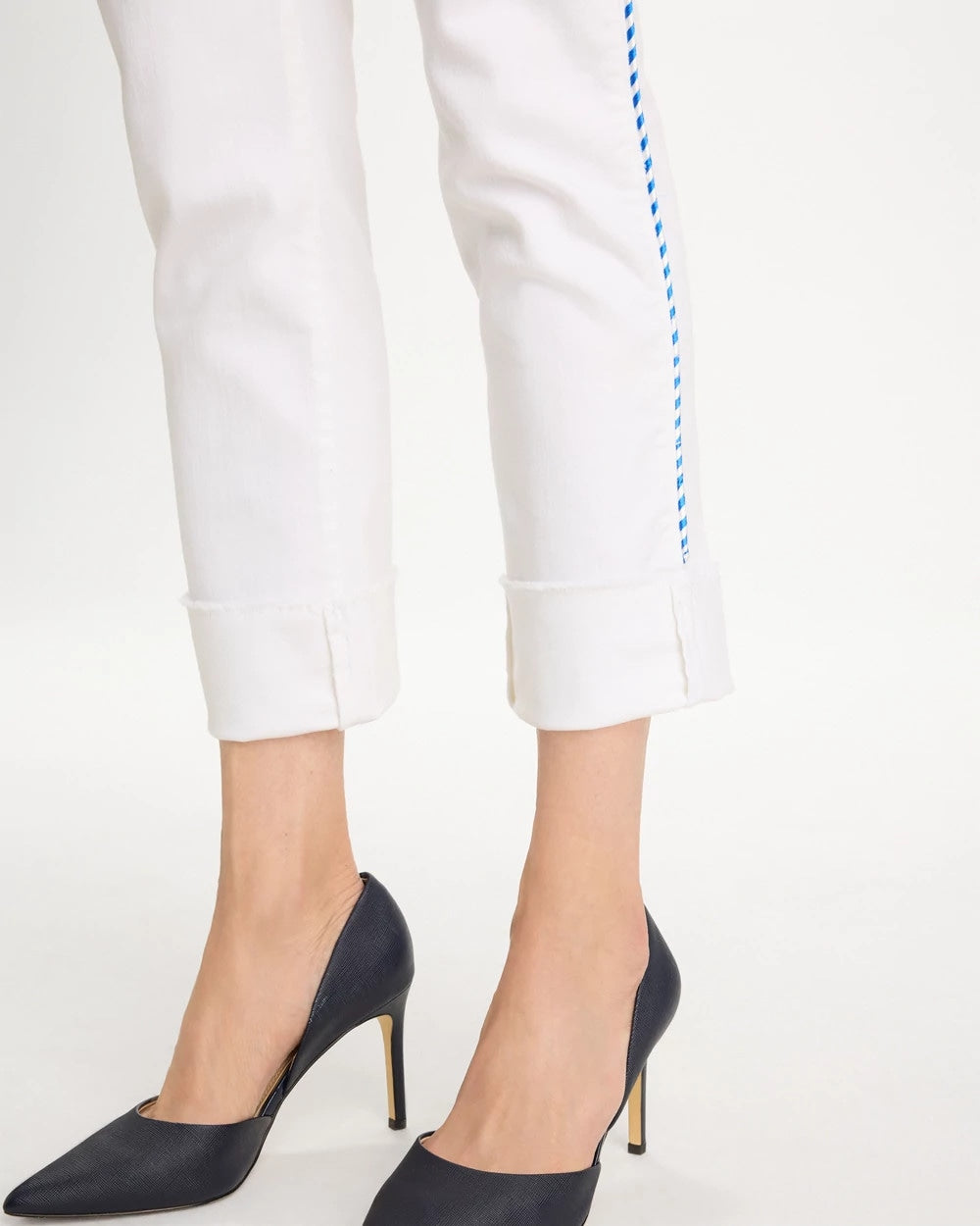 Chico's Girlfriend Roll Cuff Crop Jeans Alabaster