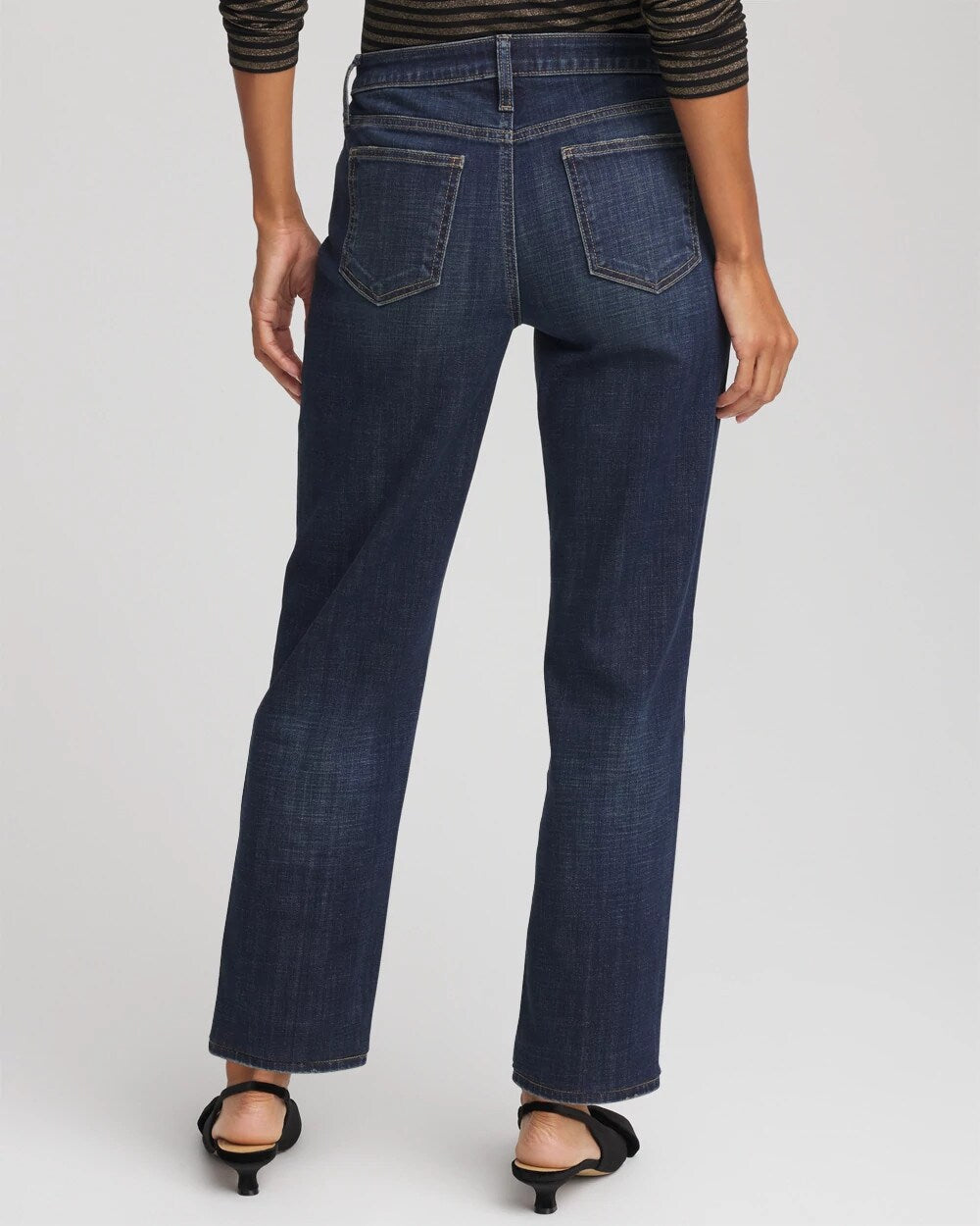 Chico's Girlfriend Straight Ankle Jeans Flower Moon Indigo